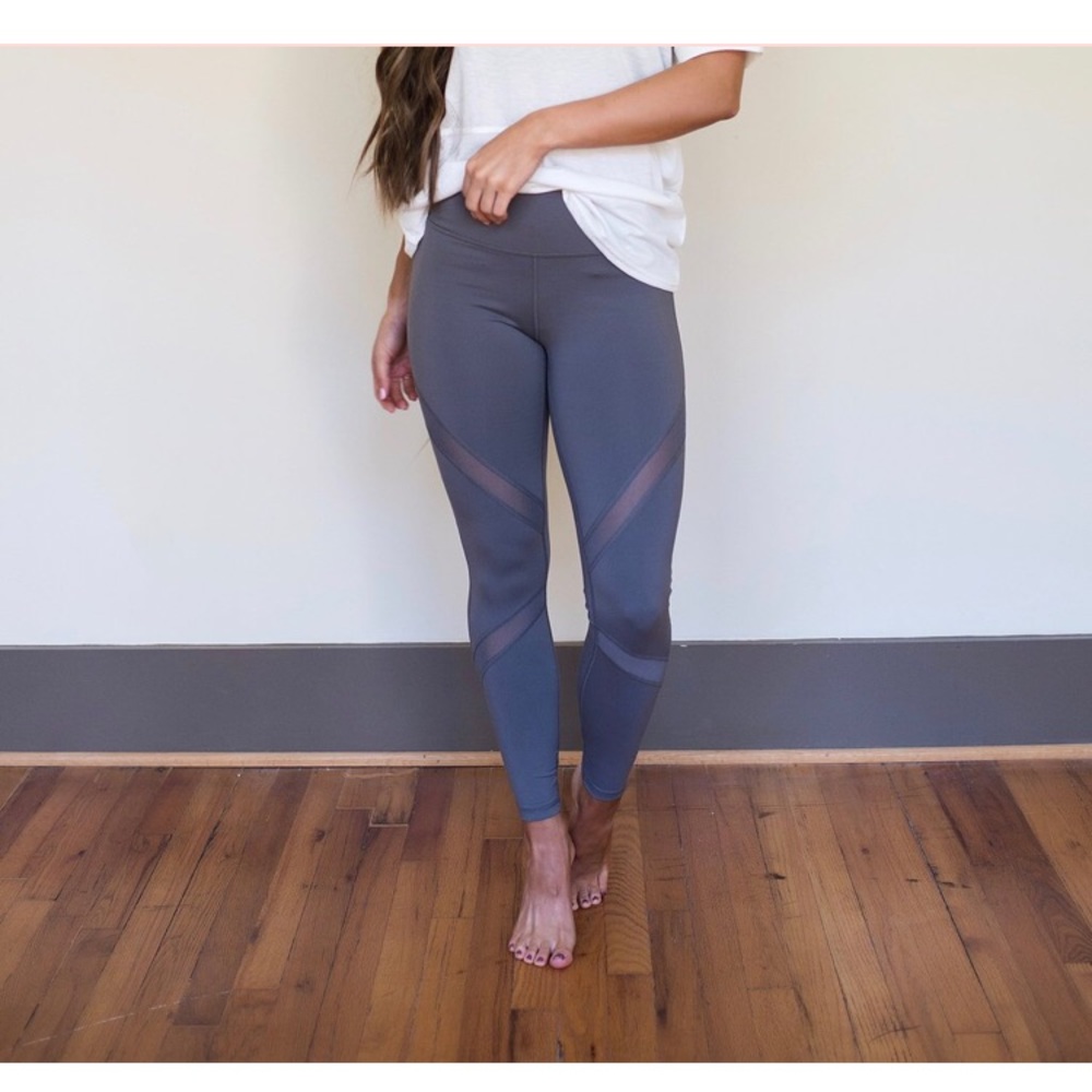 Gray Mesh Panel Leggings